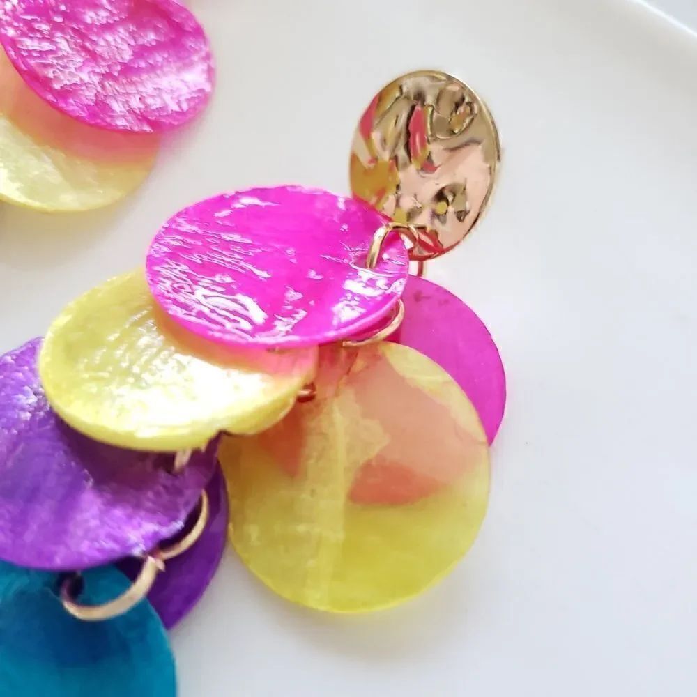 Zara MultiColored- Natural Shell Earrings - Picture 3 of 10